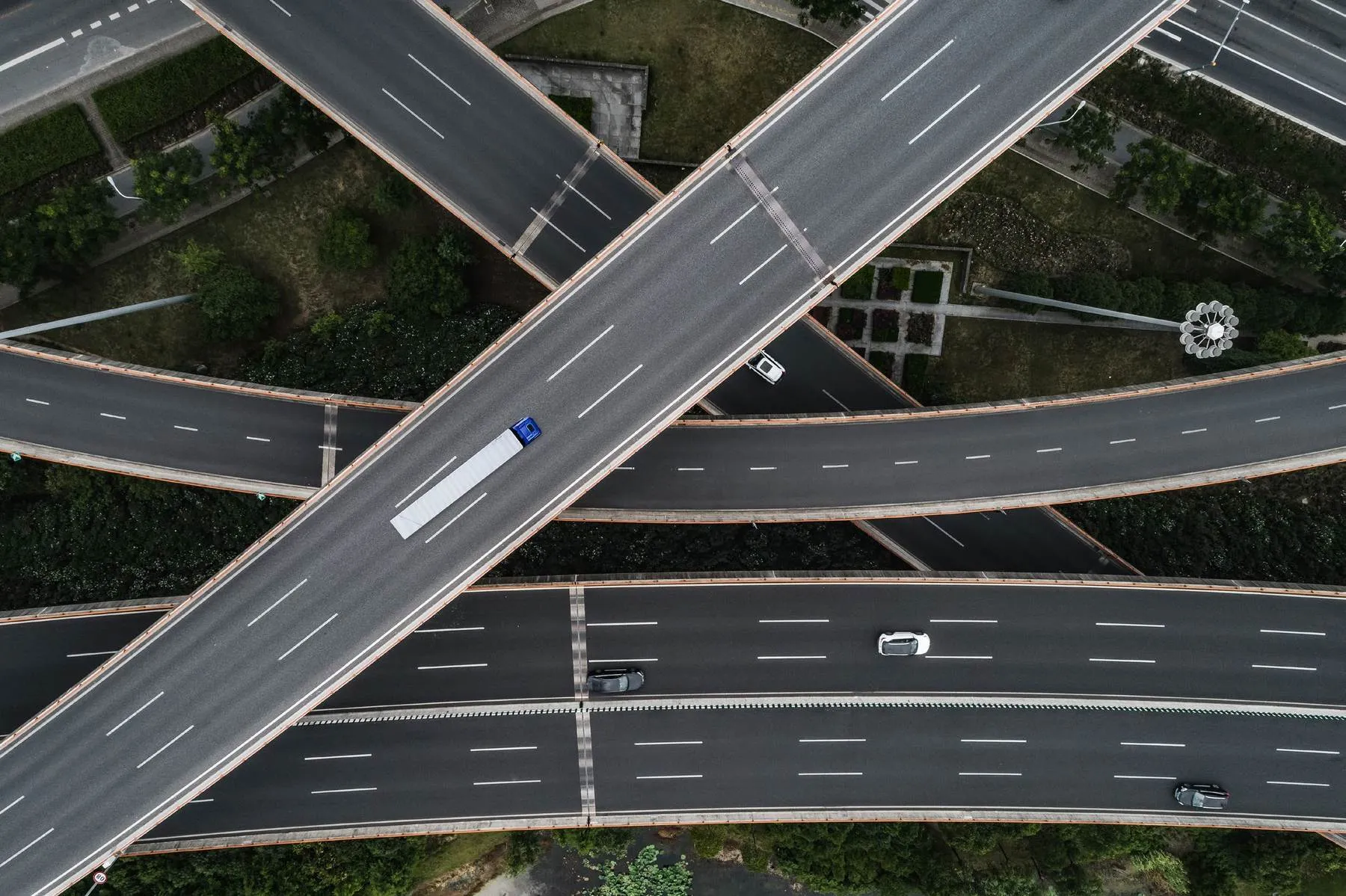 Aerial view of a highway interchange